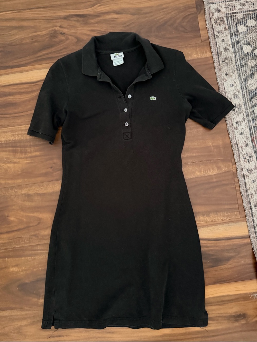 Lacoste Black Short-Sleeve Polo Mini Dress